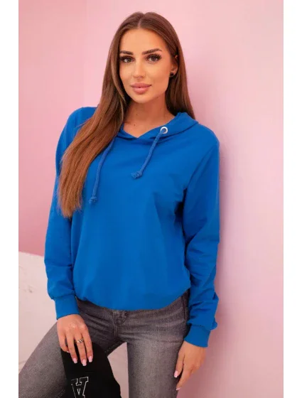 Dámska bavlnená mikina s kapucňou a vreckami v striebornej farbe