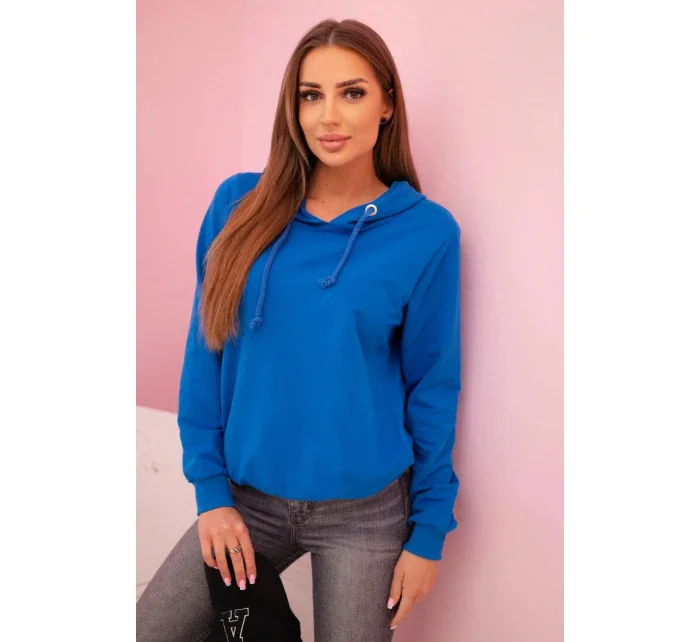 Dámska bavlnená mikina s kapucňou a vreckami v striebornej farbe