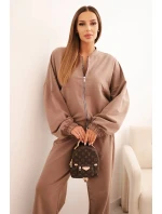 Dámska bavlnená súprava so širokými nohavicami a mikinou na zips Fango