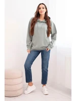 Dámská mikina s kapucí a model 21494997 z bavlny tmavě mátová - K-Fashion