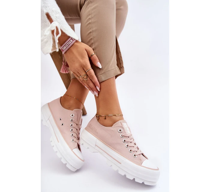 Materiałowe Trampki Na Platformie Big Star LL274151 Nude Materiałowe Trampki Na Platformie Big Star LL274151 Nude