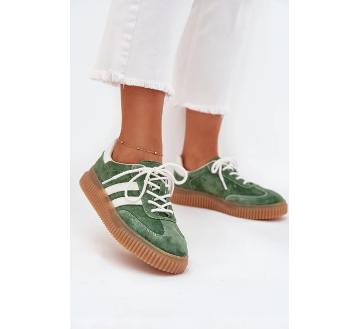 Dámské Velurové Tenisky Na Platformě Zelené model 21703435 - Boto