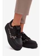 Damskie Sneakersy Na Platformie Big Star SS274358 Panterka Czarne Damskie Sneakersy Na Platformie Big Star SS274358 Panterka Czarne