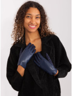 Tmavomodré elegantné rukavice z ekokože