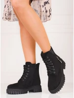 Vynikajúce čierne členkové topánky na plochom podpätku pre ženy Vynikajúce čierne členkové topánky na plochom podpätku pre ženy