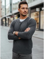 Svetlo šedý pánsky sveter s golierom FashionStreet WX2316