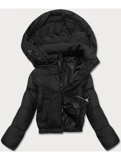 Čierna prechodná krátka bunda s kapucňou (16M9080-392)