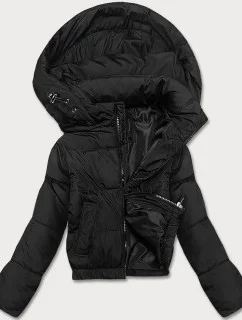 Čierna prechodná krátka bunda s kapucňou (16M9080-392)