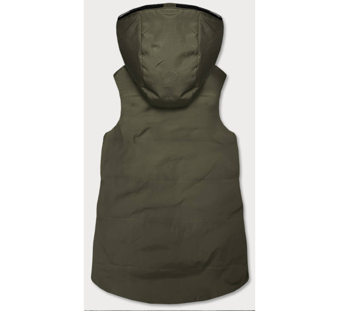 Obojstranná dámska vesta v khaki farbe (R8006)