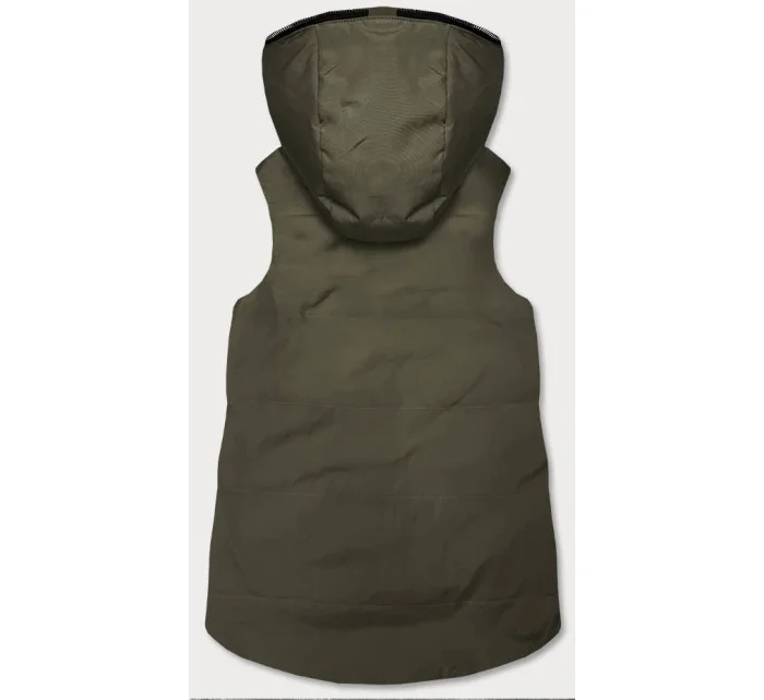 Obojstranná dámska vesta v khaki farbe (R8006)