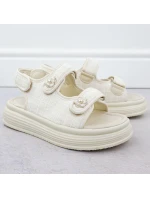 Dámske sandále na platforme krémové Potocki PY16337