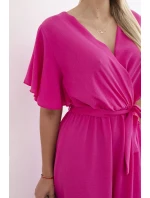 Šaty s vrstveným výstrihom ružové