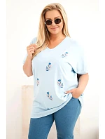 Dámská bavlněná halenka Plus Size s model 22185749 modrá - K-Fashion