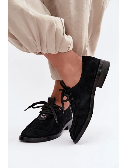 Dámské barefoot polobotky z přírodní semiše model 22356081 černé - D&A