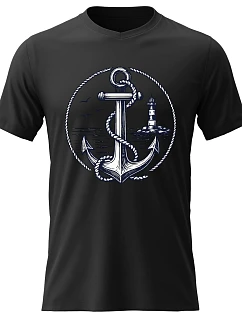 Dámske bavlnené tričko s potlačou - Sailor - čierne
