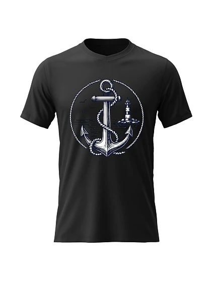 Dámske bavlnené tričko s potlačou - Sailor - čierne