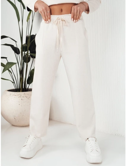 Dámské kalhoty se širokými nohavicemi ecru Dstreet model 21972902 - FashionStreet