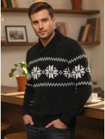 Pánsky čierny sveter FashionStreet WX2268 Pánsky čierny sveter FashionStreet WX2268