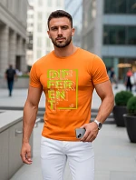 Pánske oranžové tričko s potlačou FashionStreet NX5008R