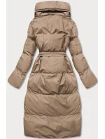 Dámska zimná obálková bunda v tmavobéžovej farbe (5m737-84)