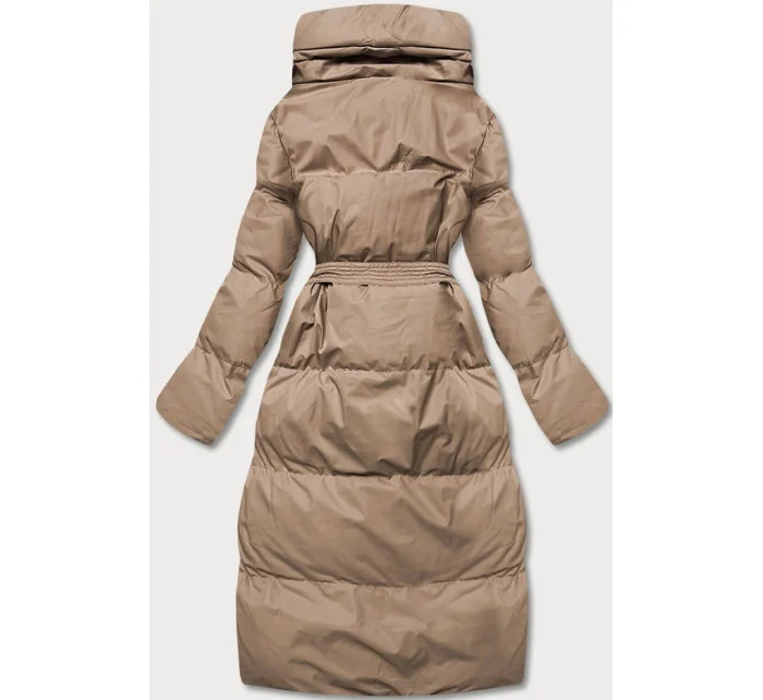 Dámska zimná obálková bunda v tmavobéžovej farbe (5m737-84)