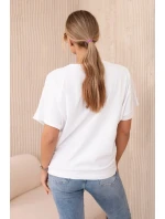 Bavlněná halenka s ozdobnou mašlí bílý Bavlněná halenka s ozdobnou mašlí bílý