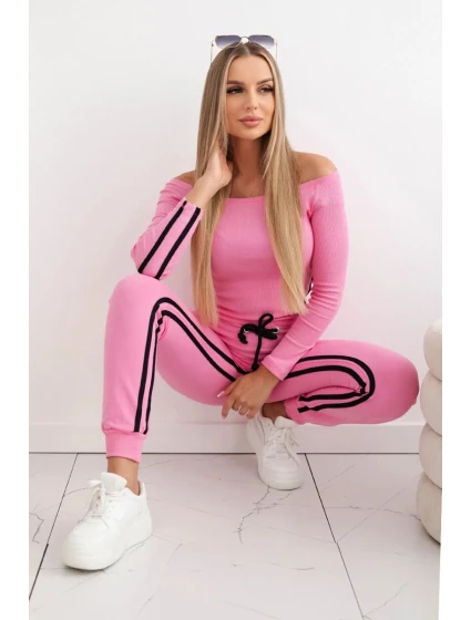 Súprava s dvojitými pruhmi svetloružovej farby