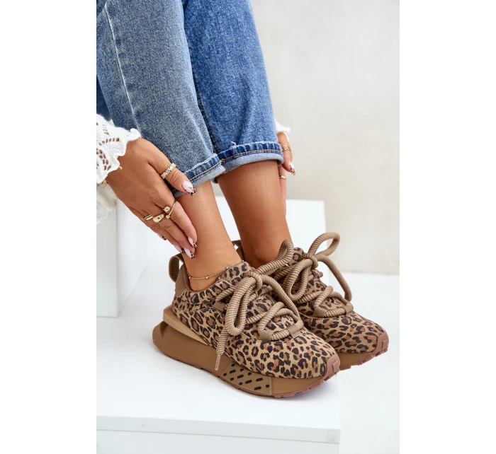 Zamszowe Sneakersy Damskie Na Platformie Z Grubym Sznurowaniem Panterka Artiker 55C0135 Brązowe Zamszowe Sneakersy Damskie Na Platformie Z Grubym Sznurowaniem Panterka Artiker 55C0135 Brązowe