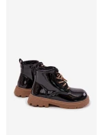 Ocieplane Botki Dziecięce Lakierowane Z Przypinką Miś Czarne Jovellea Ocieplane Botki Dziecięce Lakierowane Z Przypinką Miś Czarne Jovellea