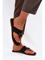 Dámské ploché žabky Černé Eko semiš model 22125642 - Boto