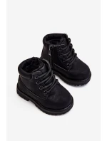 Dziecięce Ocieplane Czarne Trapery Botki Dexter
