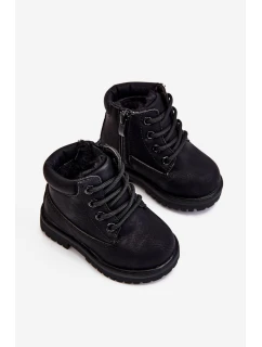 Dziecięce Ocieplane Czarne Trapery Botki Dexter