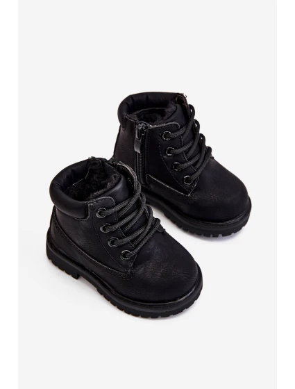 Dziecięce Ocieplane Czarne Trapery Botki Dexter