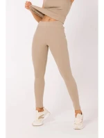 Rebrované pletené legíny M734 béžové - Moe