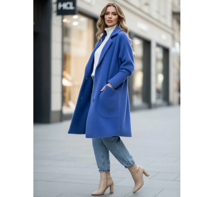 Dámsky kabát z alpaky RITA II modrý FashionStreet NY0627