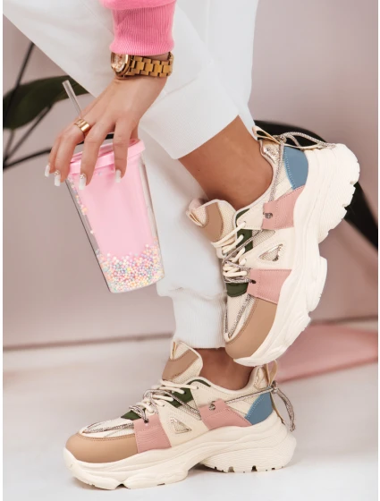 Dámské tenisky na podrážce beige Dstreet model 21983123 - FashionStreet Dámské tenisky na podrážce beige Dstreet model 21983123 - FashionStreet