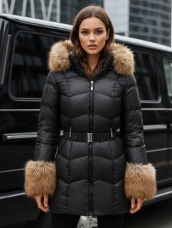 Dámska zimná prešívaná bunda s kapucňou čierna FashionStreet TY5320