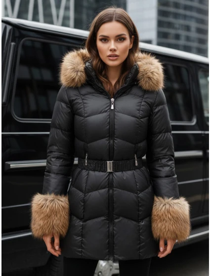 Dámská zimní prošívaná bunda s kapucí černá Dstreet model 21993698 - FashionStreet