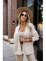 630-1 Teplý sveter s vreckami a rebrovanými manžetami - béžový 630-1 Teplý sveter s vreckami a rebrovanými manžetami - béžový