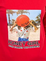 Šaty s potlačou Honey girl červené