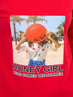 Šaty s potiskem Honey model 18744050 červené - K-Fashion