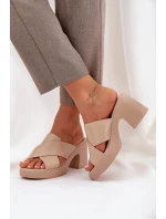 Lehké Pantofle Na Podpatku Z Eko Kůže Světle Béžové model 21684550 - Boto Lehké Pantofle Na Podpatku Z Eko Kůže Světle Béžové model 21684550 - Boto