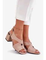 Eleganckie Sandały Damskie Na Słupku Vinceza 62238 Beżowe