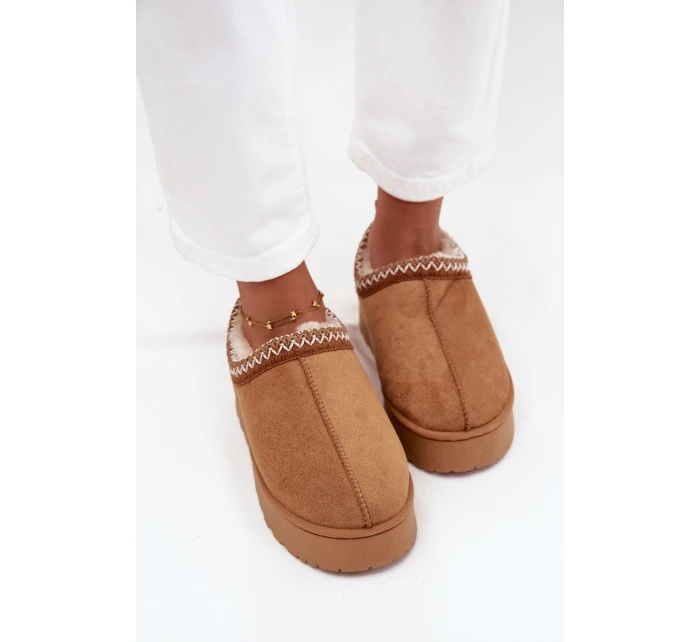 Nízké dámské sněhule s výšivkou na platformě Camel model 21711305 - Boto