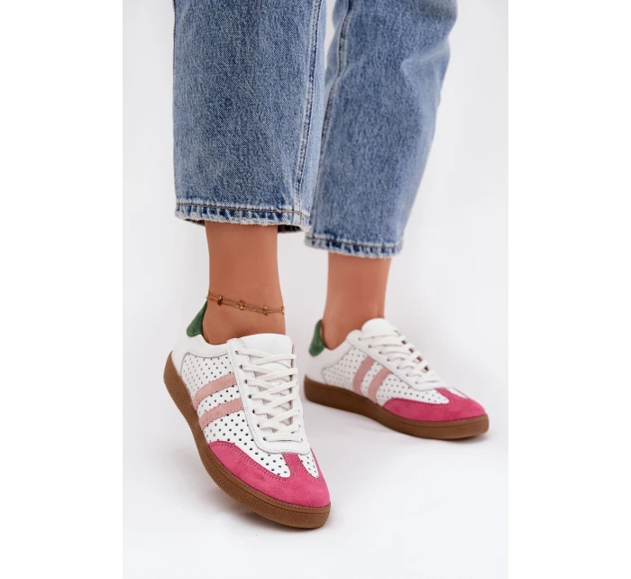 Kožené perforované dámské tenisky Zazoo N1318 Bílomodré