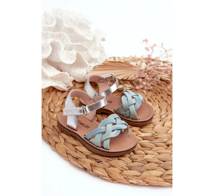 Detské sandále so zapínaním na suchý zips a pletenými remienkami Blue Dianttha Detské sandále so zapínaním na suchý zips a pletenými remienkami Blue Dianttha