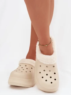 Dámske penové papuče zateplené kožušinou - béžové Palvine