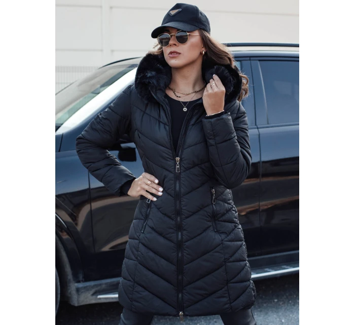 prošívaná dámská zimní bunda s kapucí černá Dstreet model 21980341 - FashionStreet