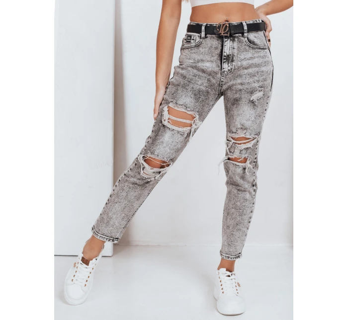 Dámske push up džínsy s dierami sivé FashionStreet UY2780