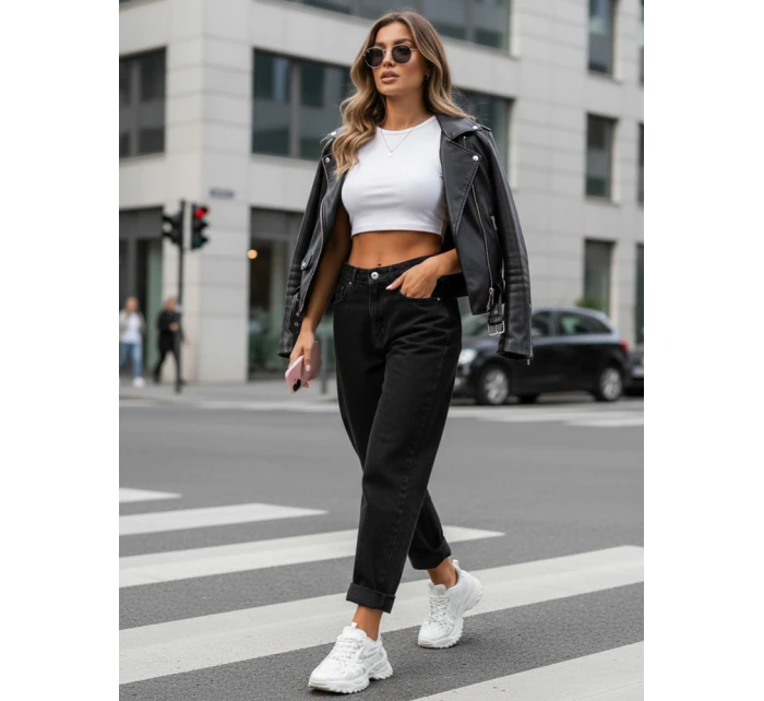 Jeansy damskie mom fit stan czarne model 22029989 - FashionStreet